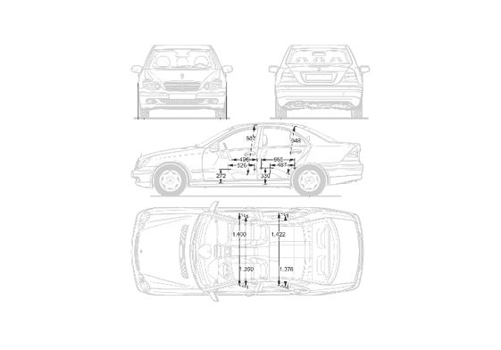 Download drawing Mercedes-Benz C-Class W203 Sedan 2001 in ai pdf